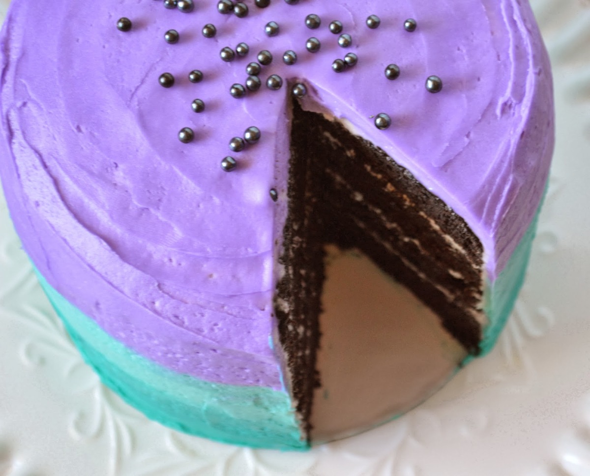 Pastel cake cut from above